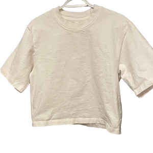 Reigning Champ Cropped White Short Sleeve Tee Size Medium